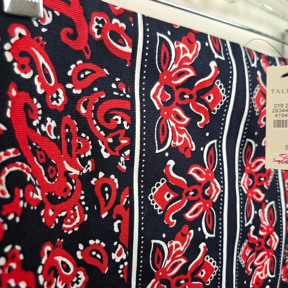 Talbots Womens Navy Red Paisley Print Pencil Skirt Size 8 NWT Nautical Lined